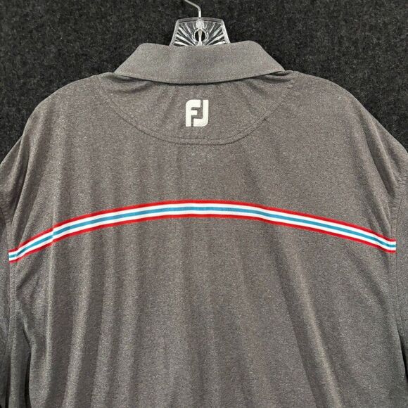 FootJoy Polo Shirt Men’s Extra Large Gray Striped Athletic Fit Golf Performance - Picture 4 of 9